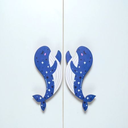 Handcrafted Acacia Wood Whale Handle Pair
